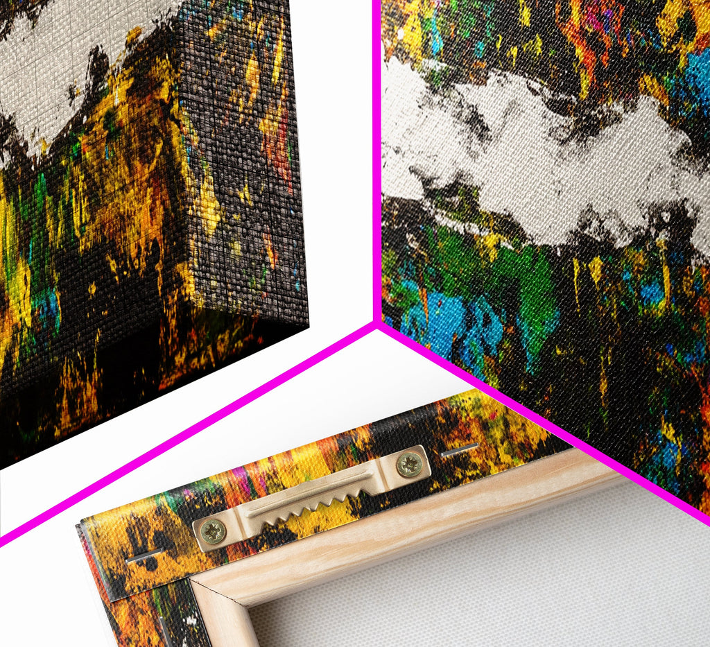 Abstract Chaos, Colorful Expressionism, Modern Wall Art, Framed Canvas Print, Bold Statement Piece, Office Decor