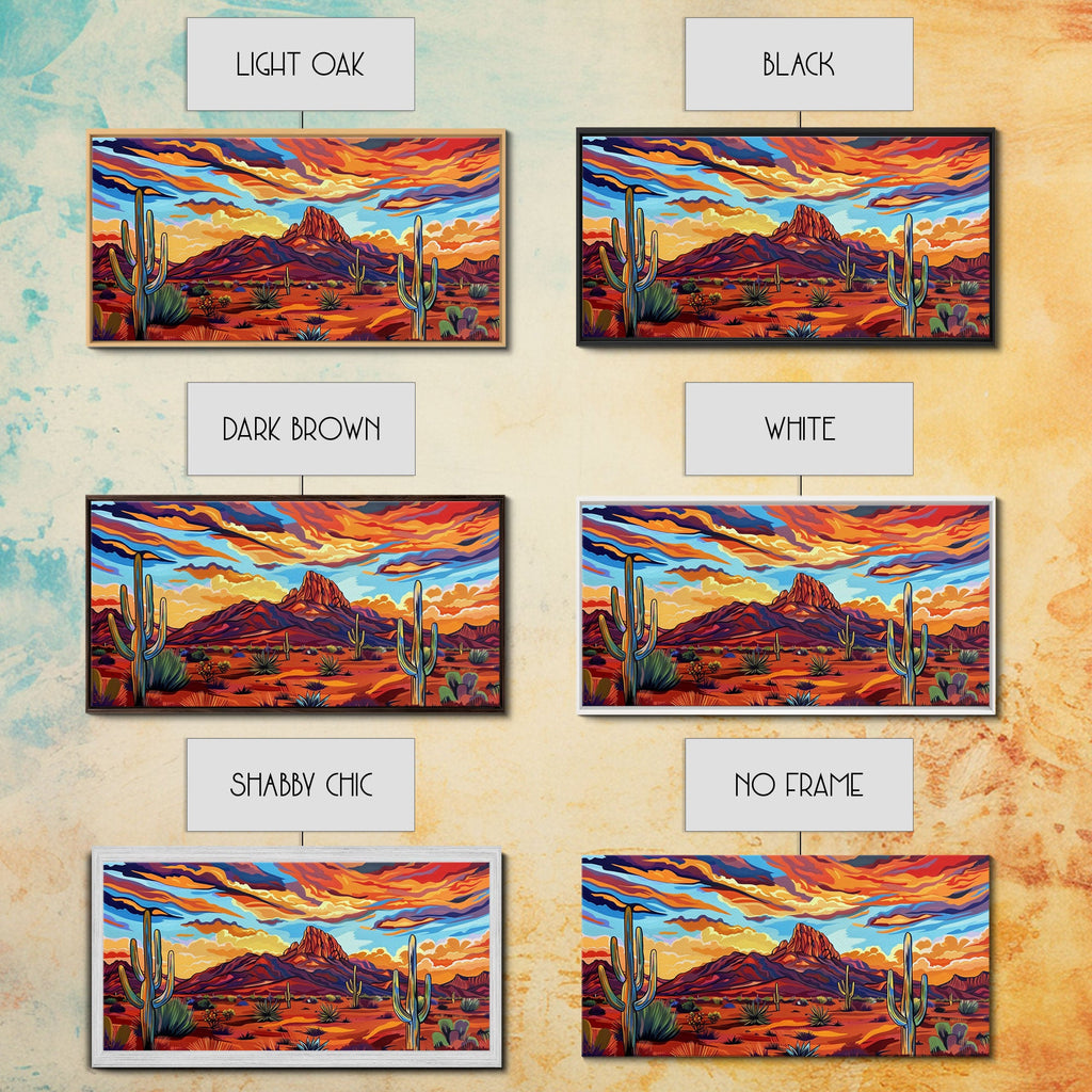 Serene Desert Sunset with Water Reflection, Framed Canvas Print for Bedroom Art, Ideal for Boho and Southwestern Decor