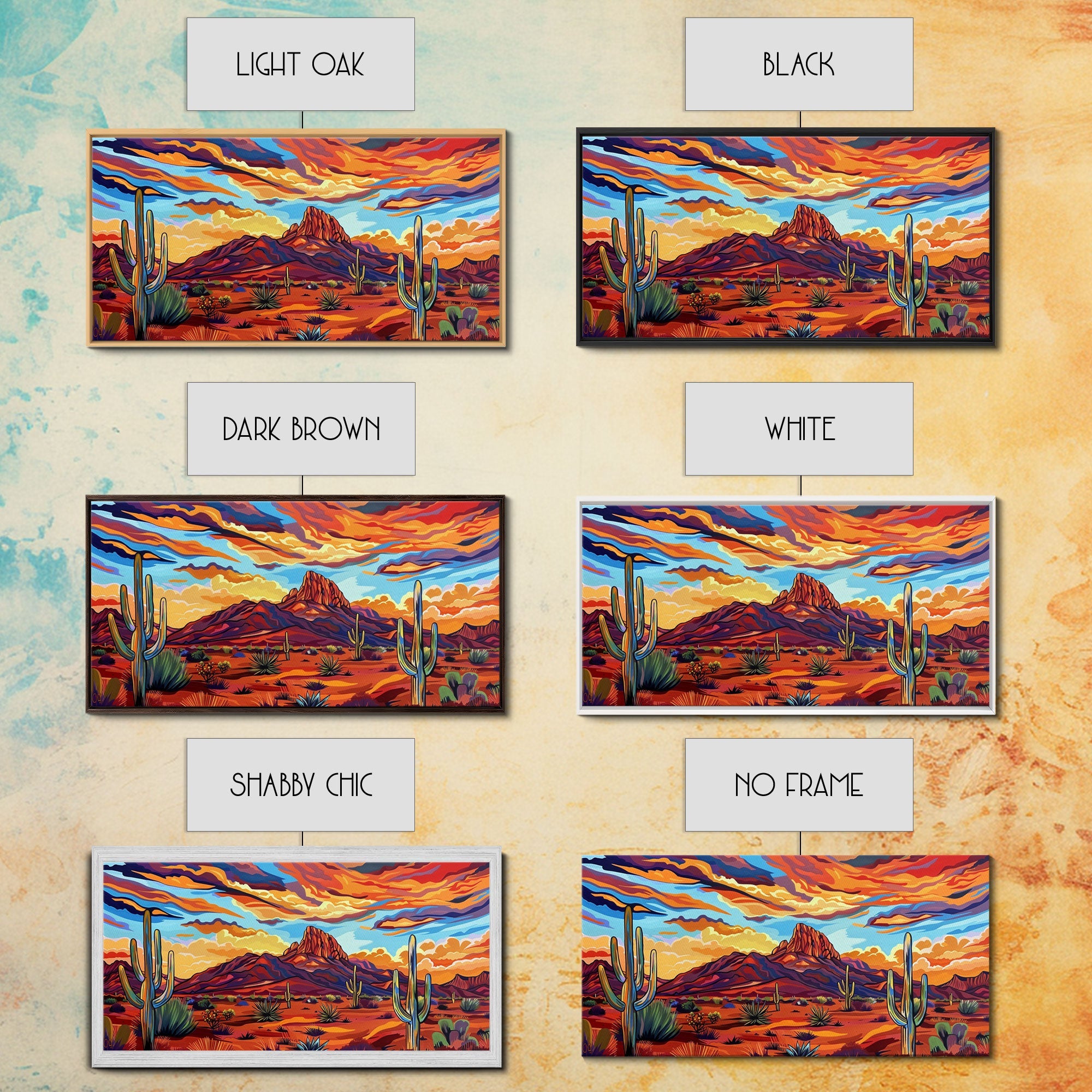 Serene Desert Sunset with Water Reflection, Framed Canvas Print for Bedroom Art, Ideal for Boho and Southwestern Decor