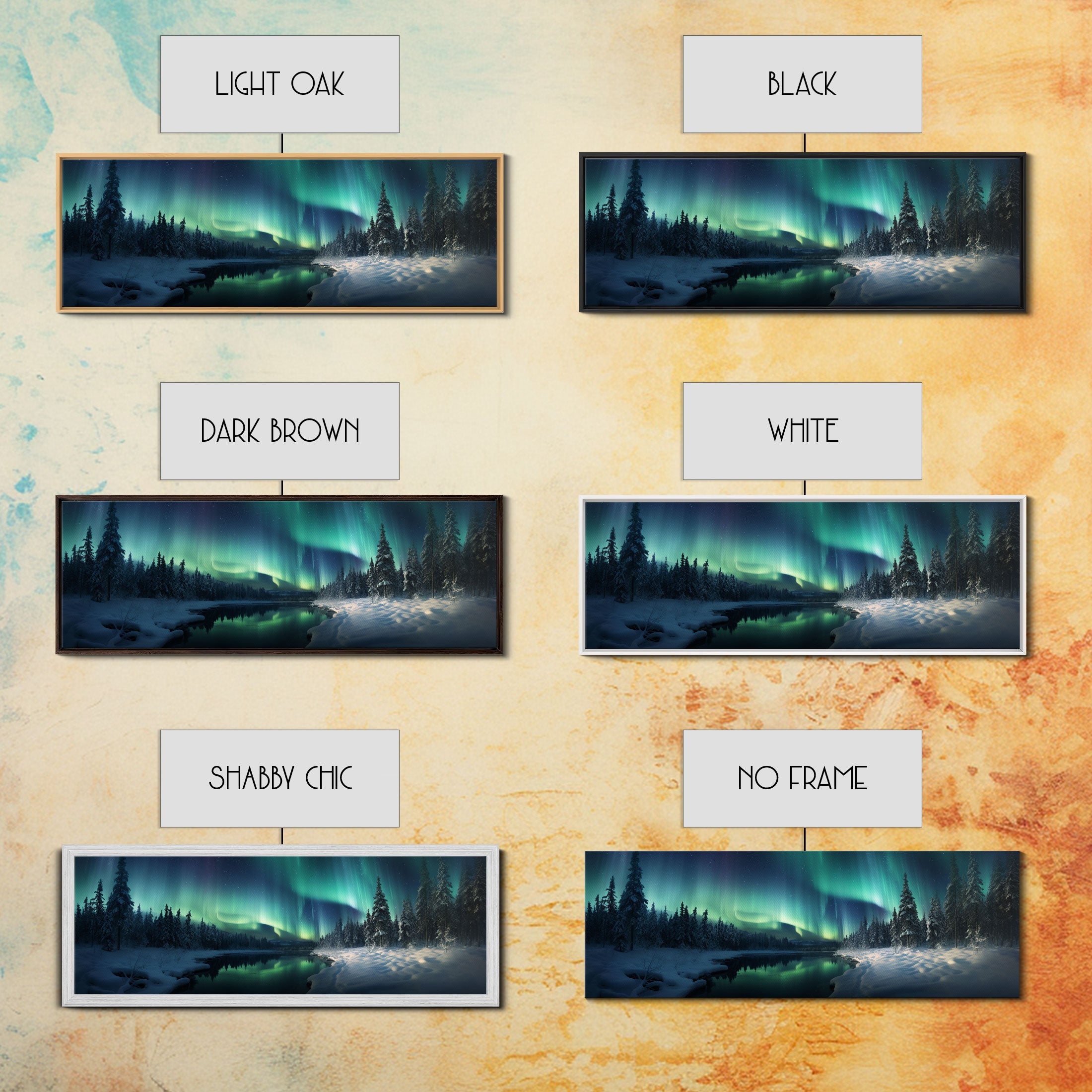 Northern lights canvas wall art Forest print Aurora Borealis Night Sky canvas Nature wall art Northern lights Landscape Framed Wall Art