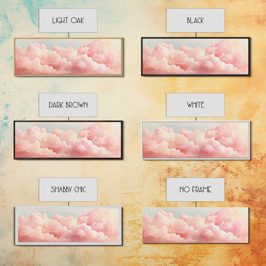 Dreamy Pink Clouds Canvas Print, Light Pink Wall Art, Minimalist Sky Art, Bedroom Decor, Soft Pastel Landscape Art, Horizontal Wall Art