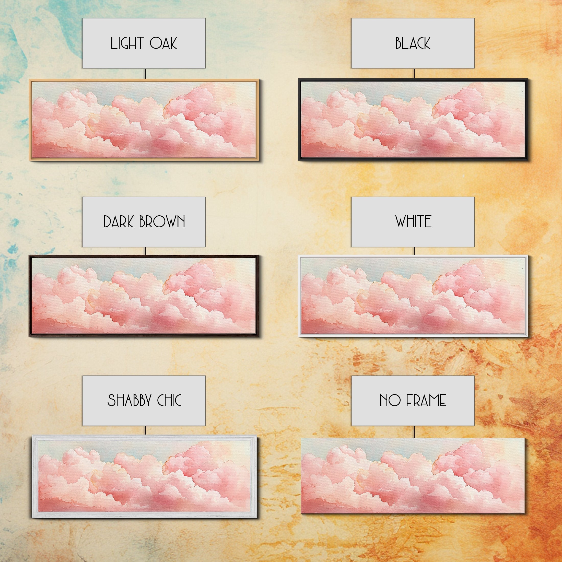 Dreamy Pink Clouds Canvas Print, Light Pink Wall Art, Minimalist Sky Art, Bedroom Decor, Soft Pastel Landscape Art, Horizontal Wall Art