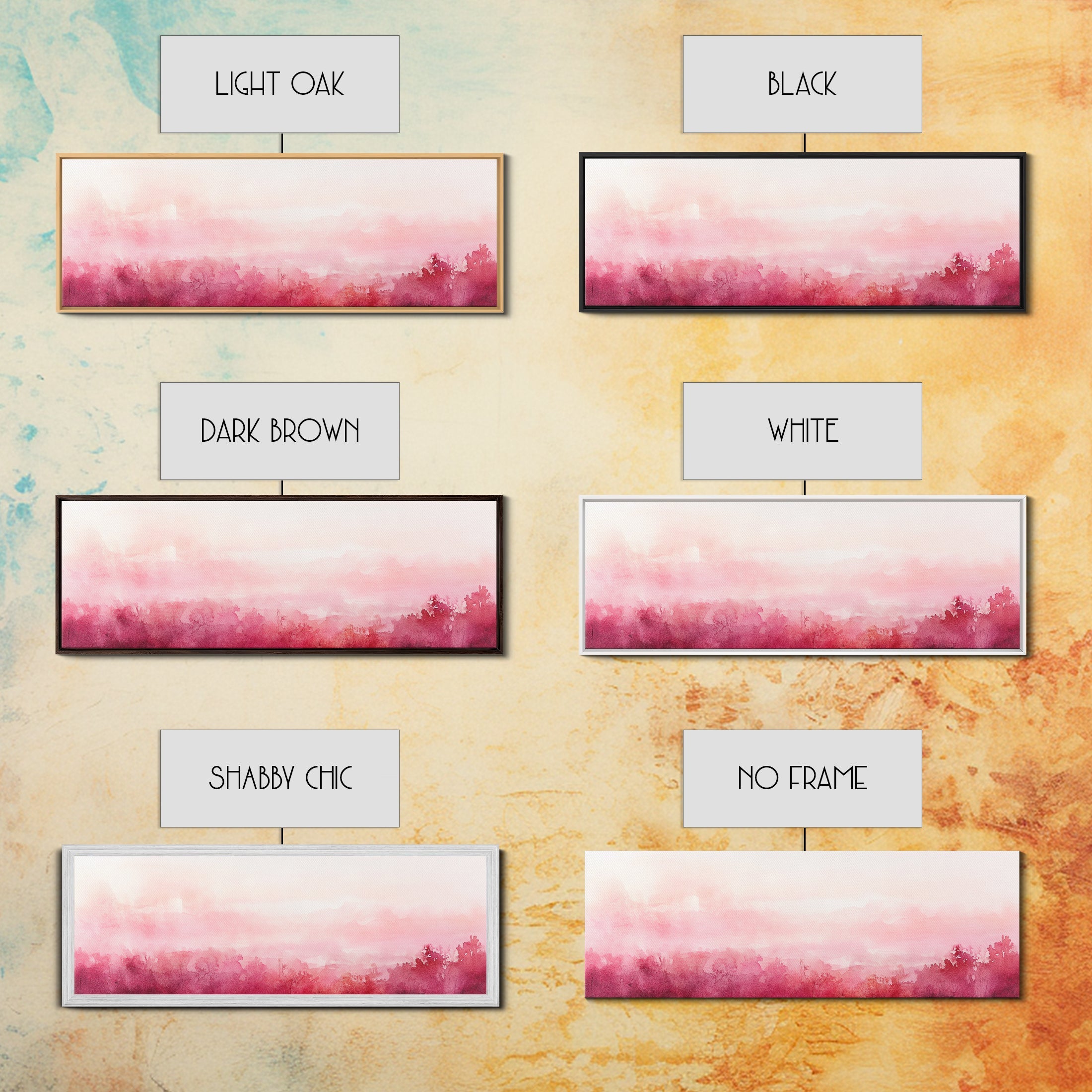 Light Pink Canvas Print Abstract Landscape Painting Horizontal Pastel Minimalist Boho Living Room Art Wabi Sabi Modern Wall Decor