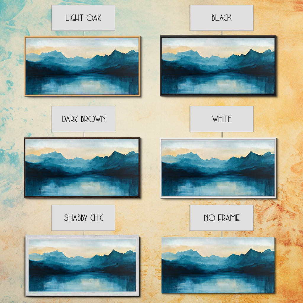 Moody Mountains, Blue Landscape, Panoramic Art, Canvas Print, Smoky Mountain Art, Extra Wide Art, Minimalist Art, Above Sofa Art