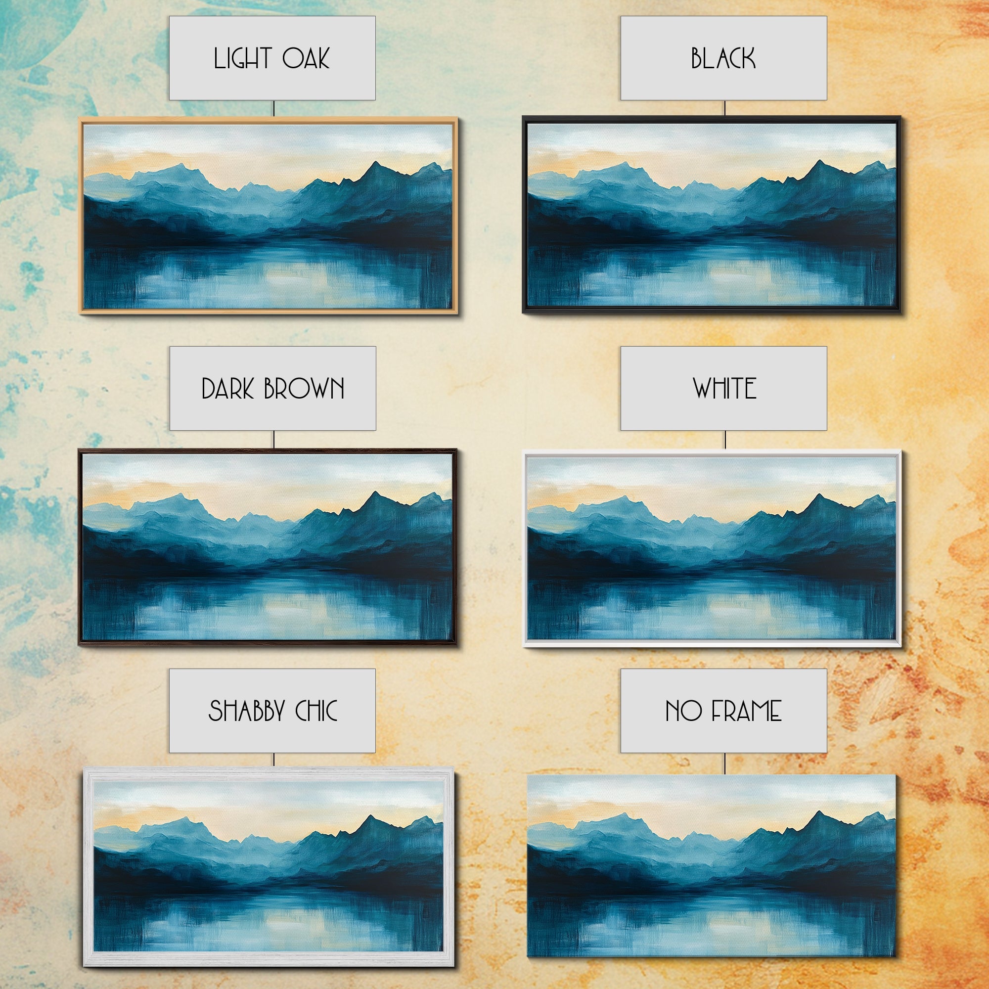 Moody Mountains, Blue Landscape, Panoramic Art, Canvas Print, Smoky Mountain Art, Extra Wide Art, Minimalist Art, Above Sofa Art