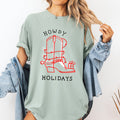 Howdy Holidays Christmas Cowboy Boot Country Western Xmas Vintage Comfort Colors Tee