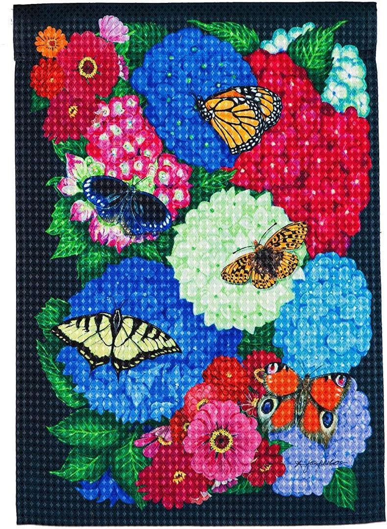 Hydrangea Happiness Garden Flag 2 Sided Decorative