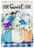 Hydrangea Mason Jars Garden Flag 2 Sided Home Sweet Home