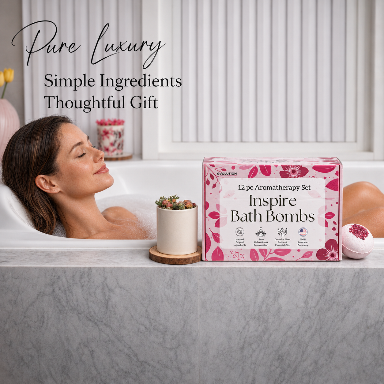 EvolutionUSA 12pc Inspire Bath Bombs for Women & Girls