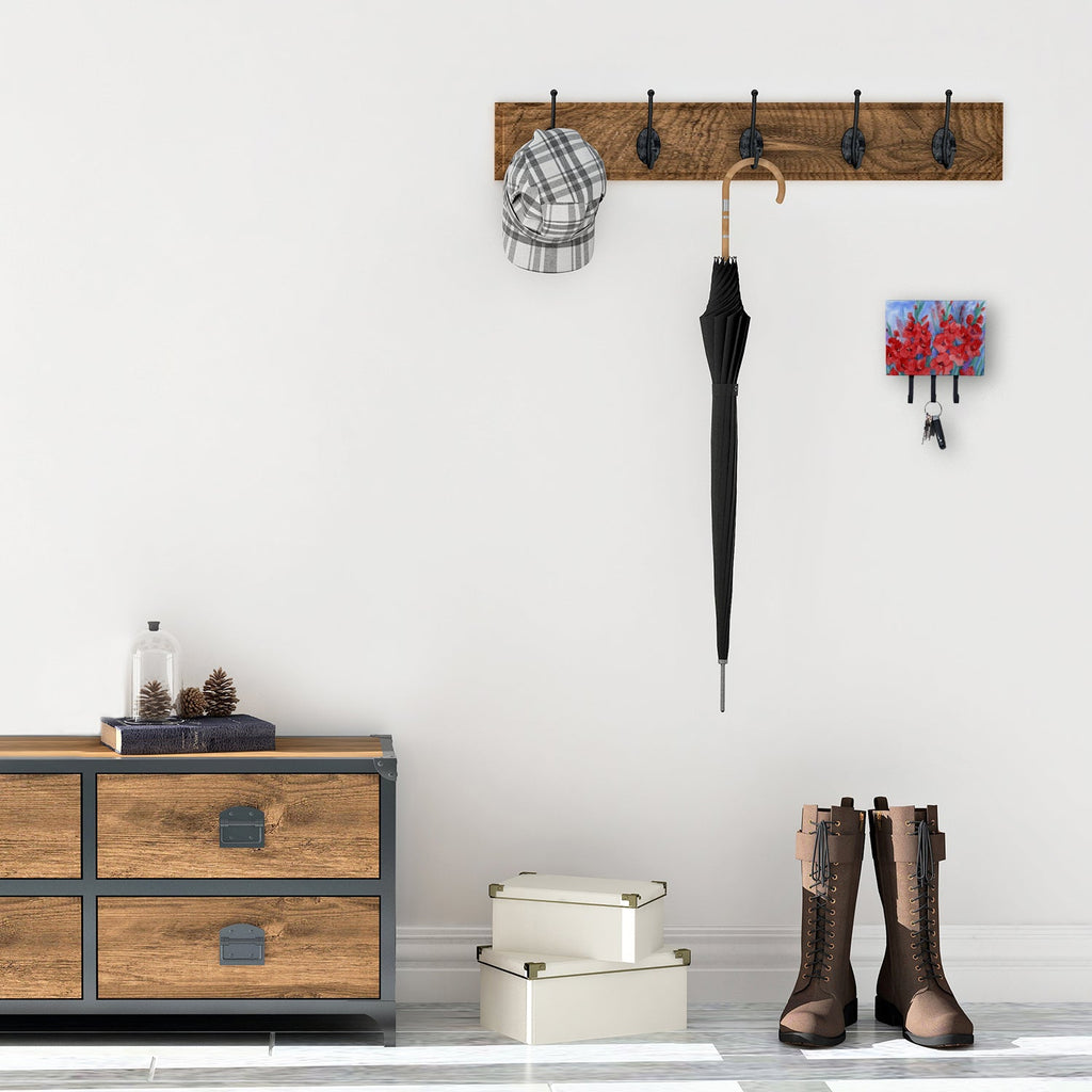 Gladioli Leash or Key Holder Wall Hooks, Coat Rack Wall Mount, for Hanging Keys, Towels, Aprons, Leashes