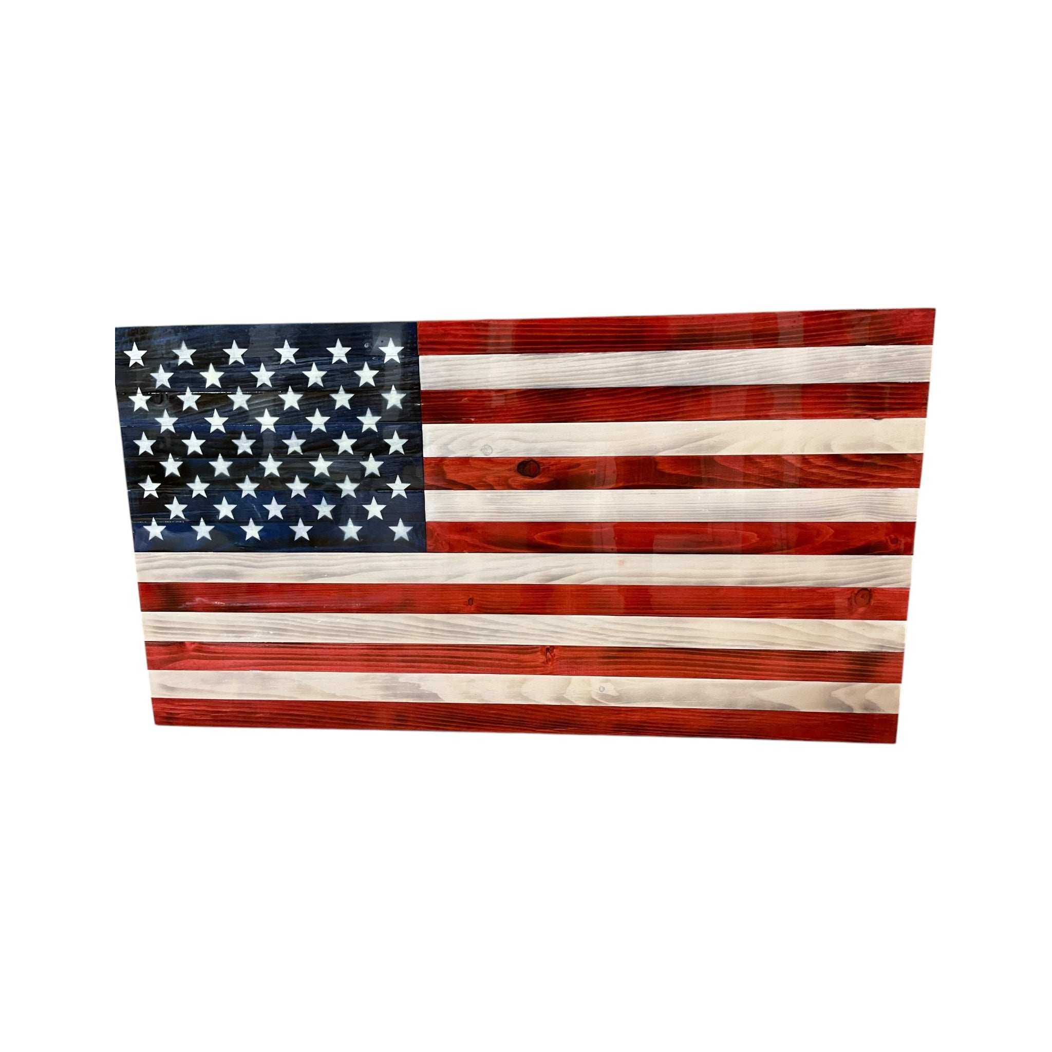 Custom Epoxy Wooden American Flag with Personalized Engraving