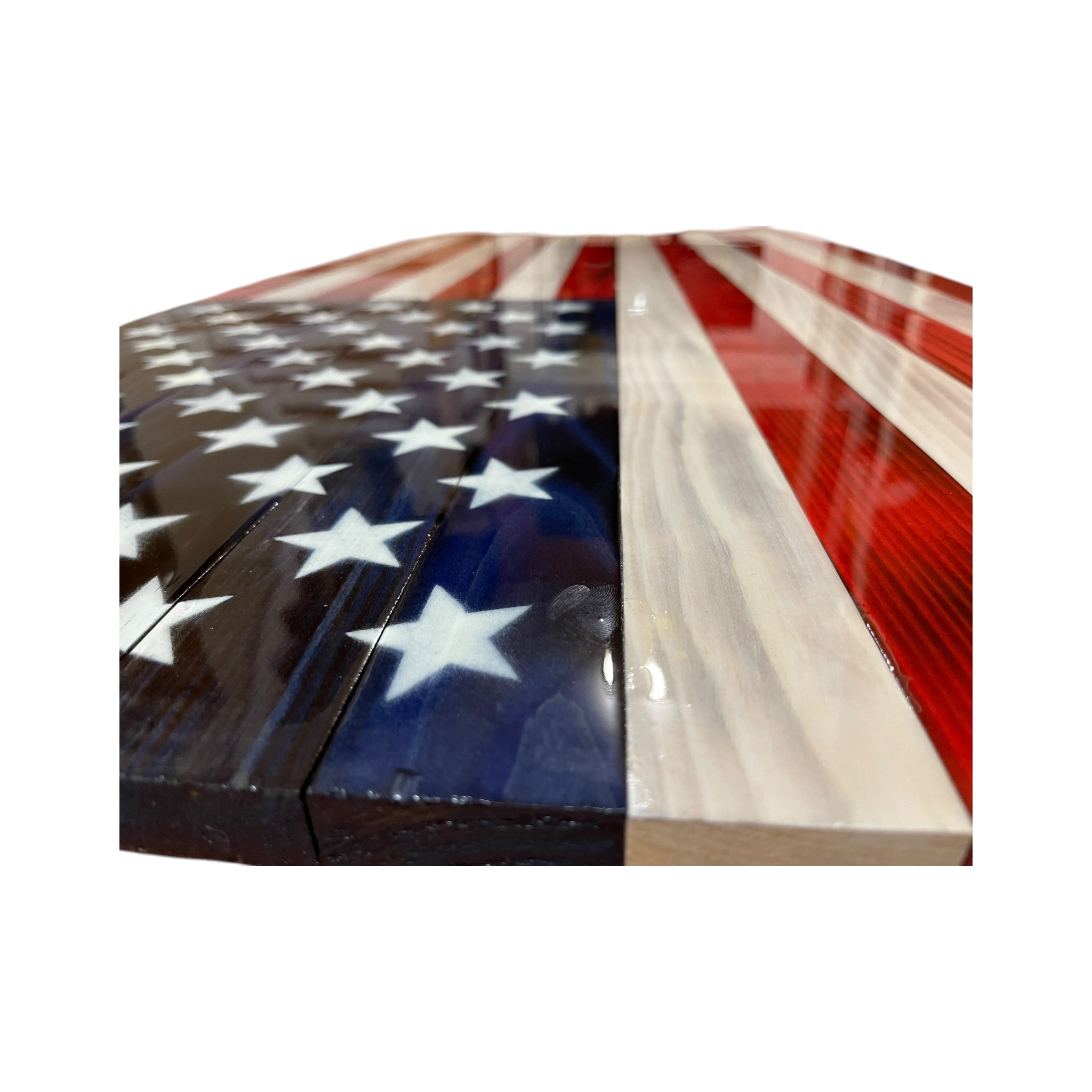 Custom Epoxy Wooden American Flag with Personalized Engraving