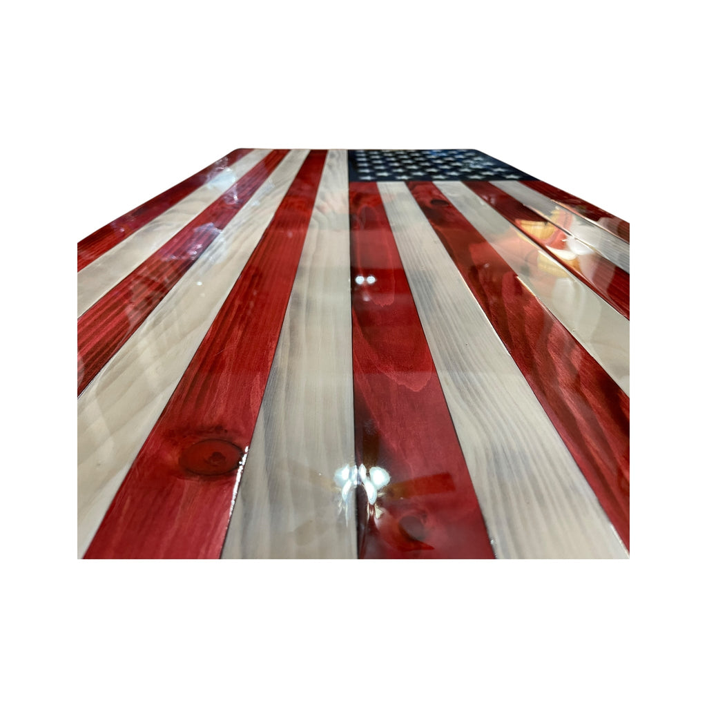 Custom Epoxy Wooden American Flag with Personalized Engraving