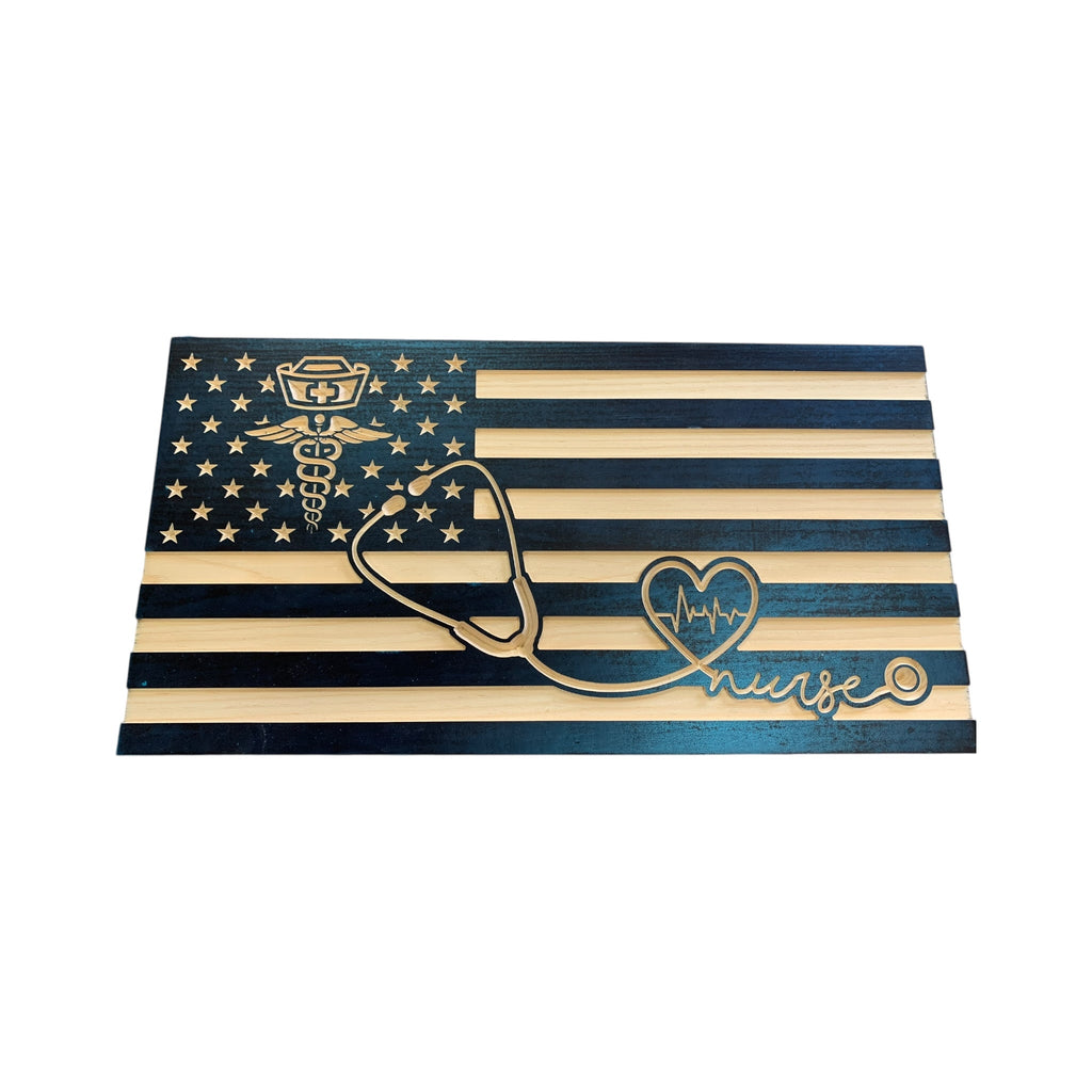 Personalized Wooden American Flag for Nurses