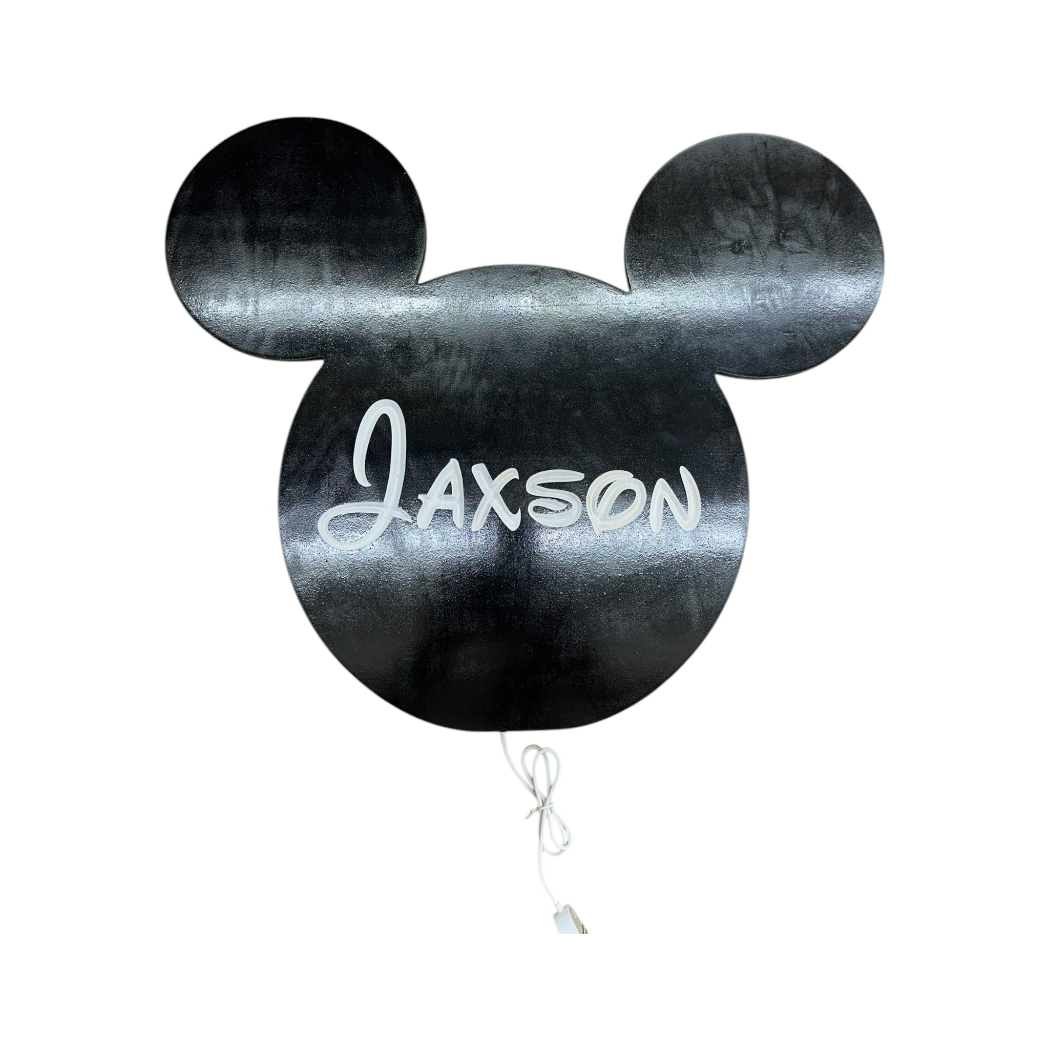 Wooden Mickey Head Wall Art with LED Backlighting and Custom Personalization