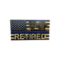 Custom Retirement Wooden American Flag with Engraved Badges