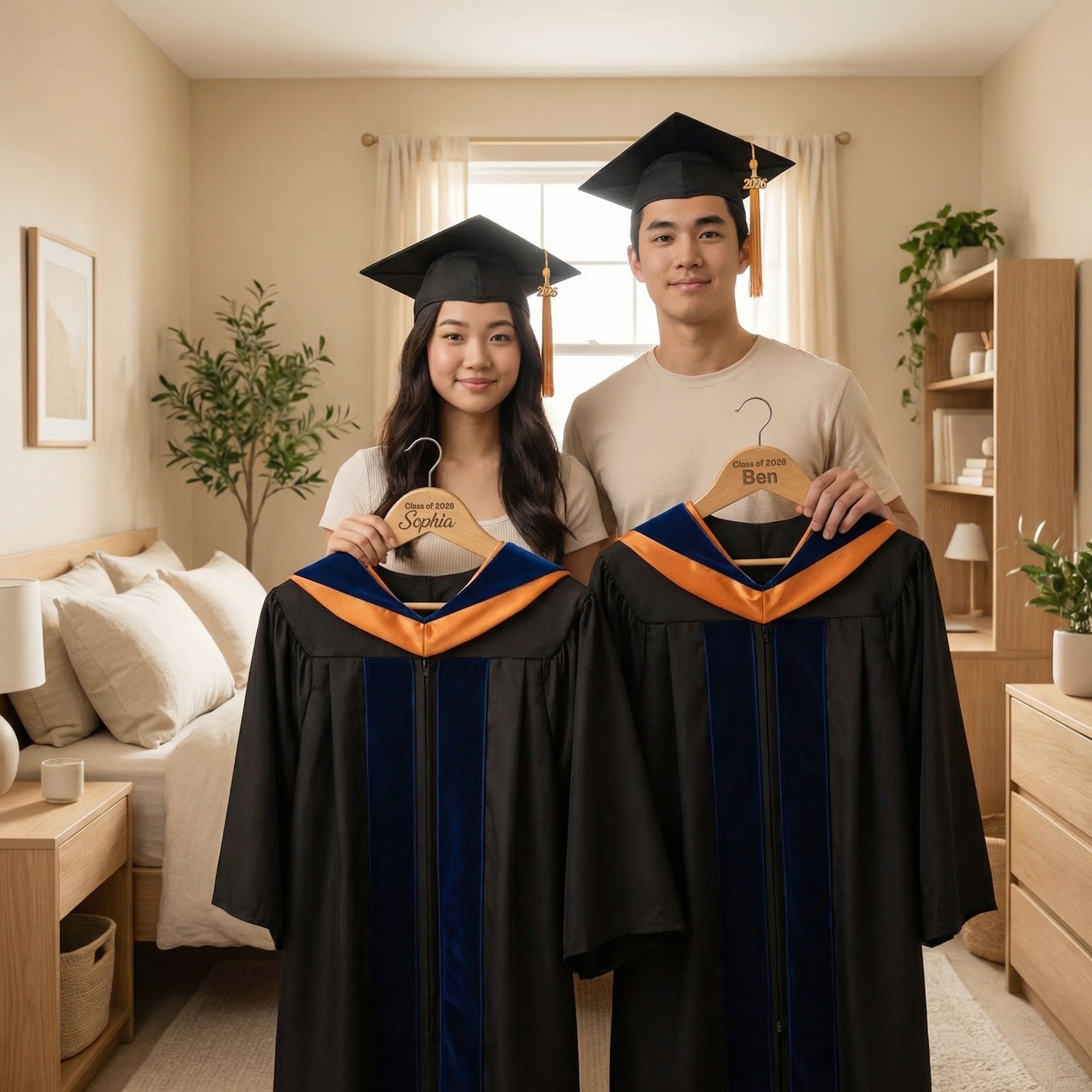 Personalized Wooden Hanger with Name for Graduation – Custom Hangers 2 Pack