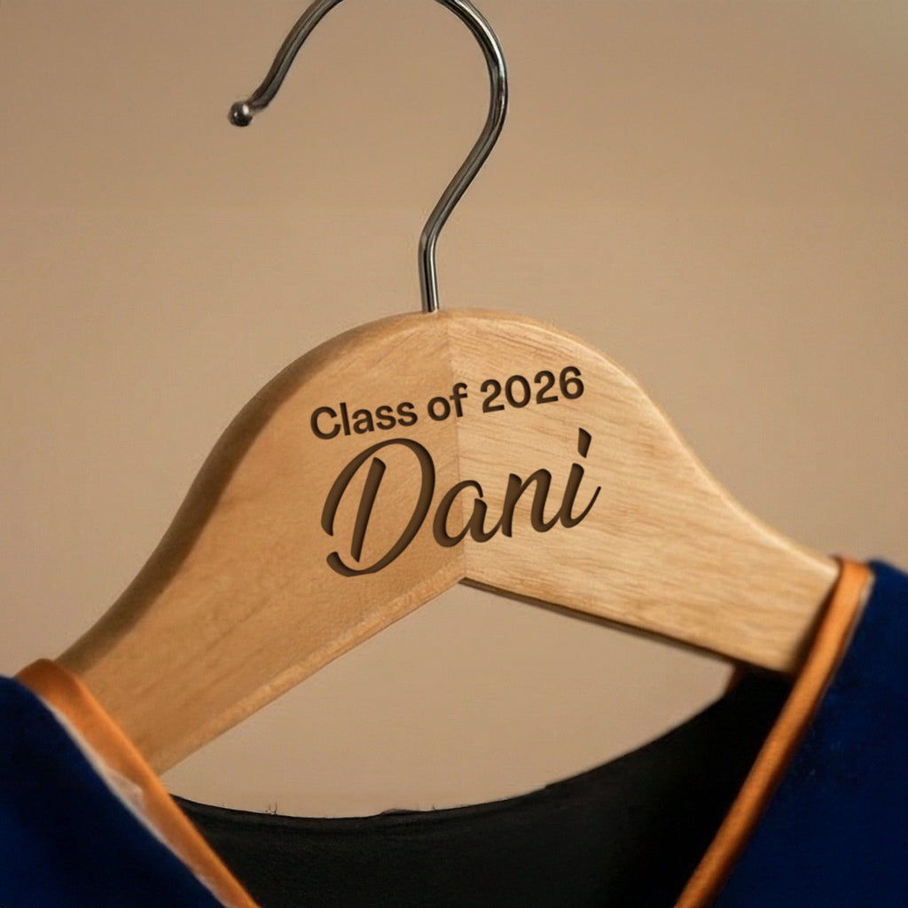 Personalized Wooden Hanger with Name for Graduation – Custom Hangers 2 Pack