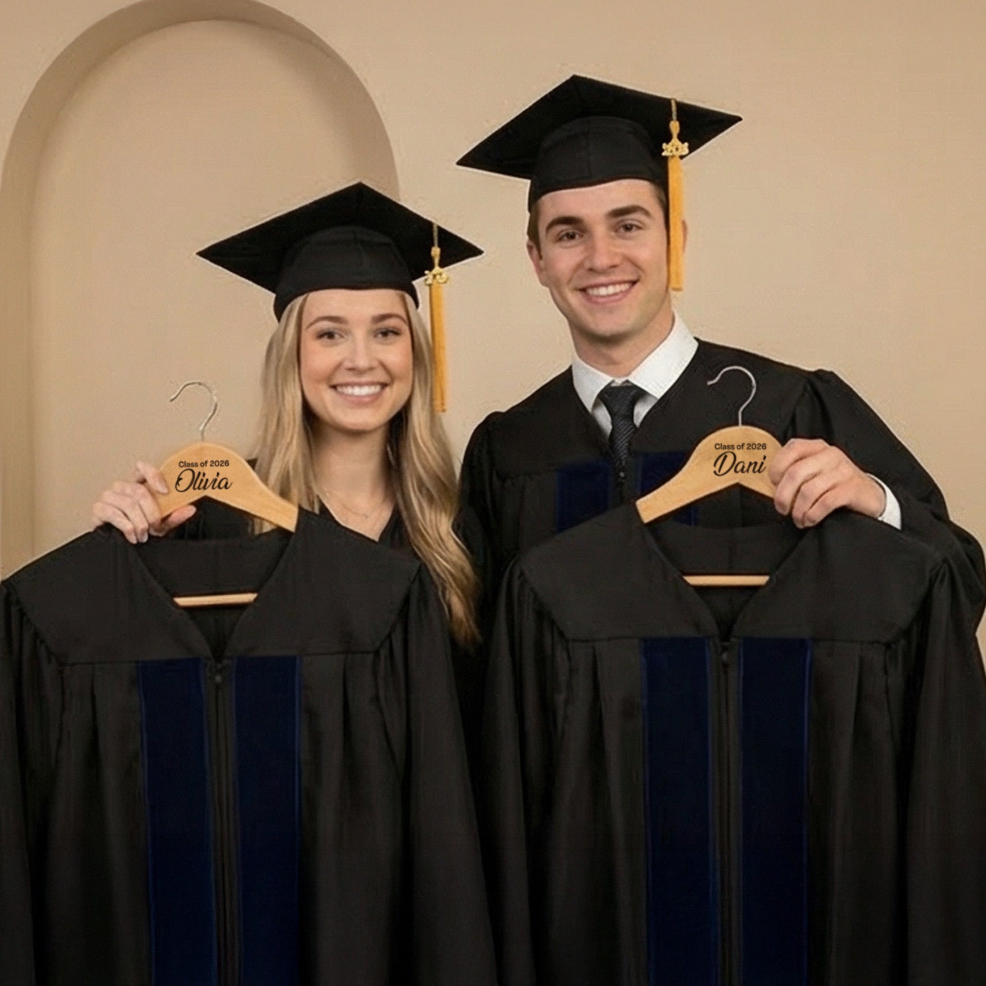 Personalized Wooden Hanger with Name for Graduation – Custom Hangers 2 Pack
