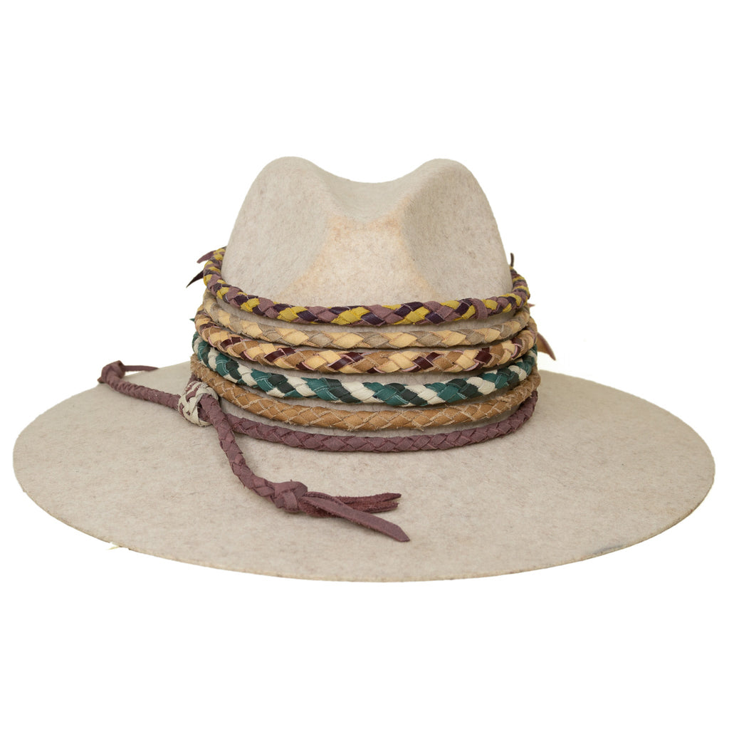 1948 Braided Hat Band: Tan/Burgundy