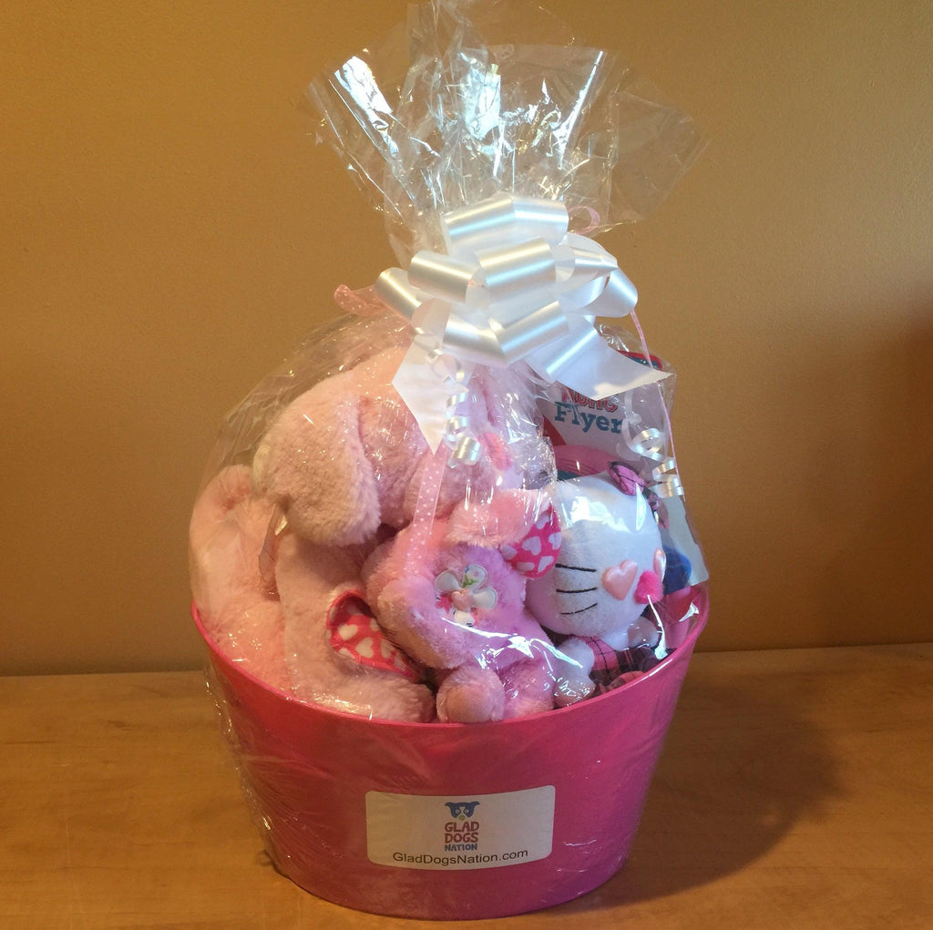 Pretty in Pink SQUEAKY Dog & Puppy Gift Basket: 3 Sizes