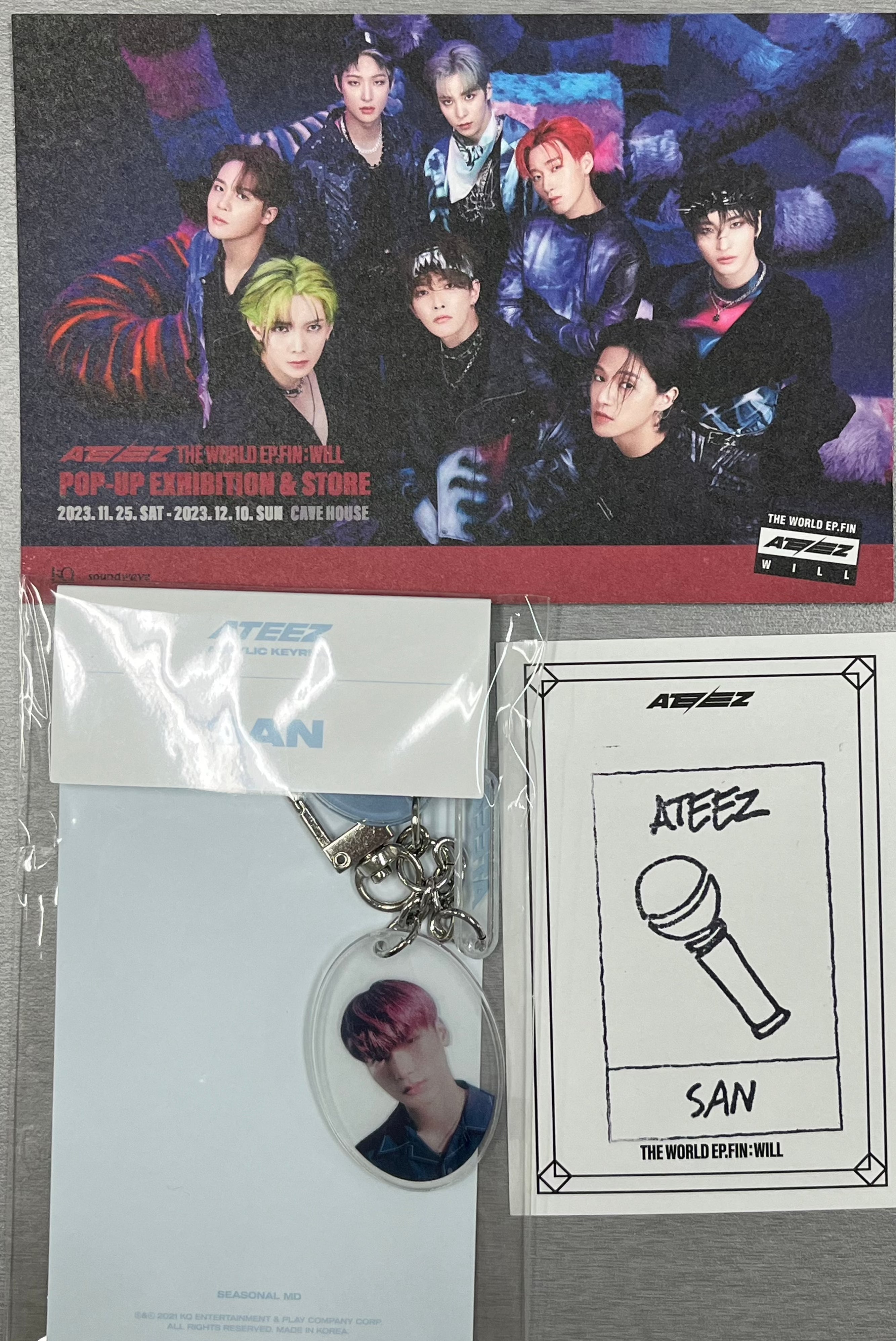 ATEEZ San Set - The World Ep.Fin:  Will Pop Up Postcard Set + Summer Acrylic Key Ring Package