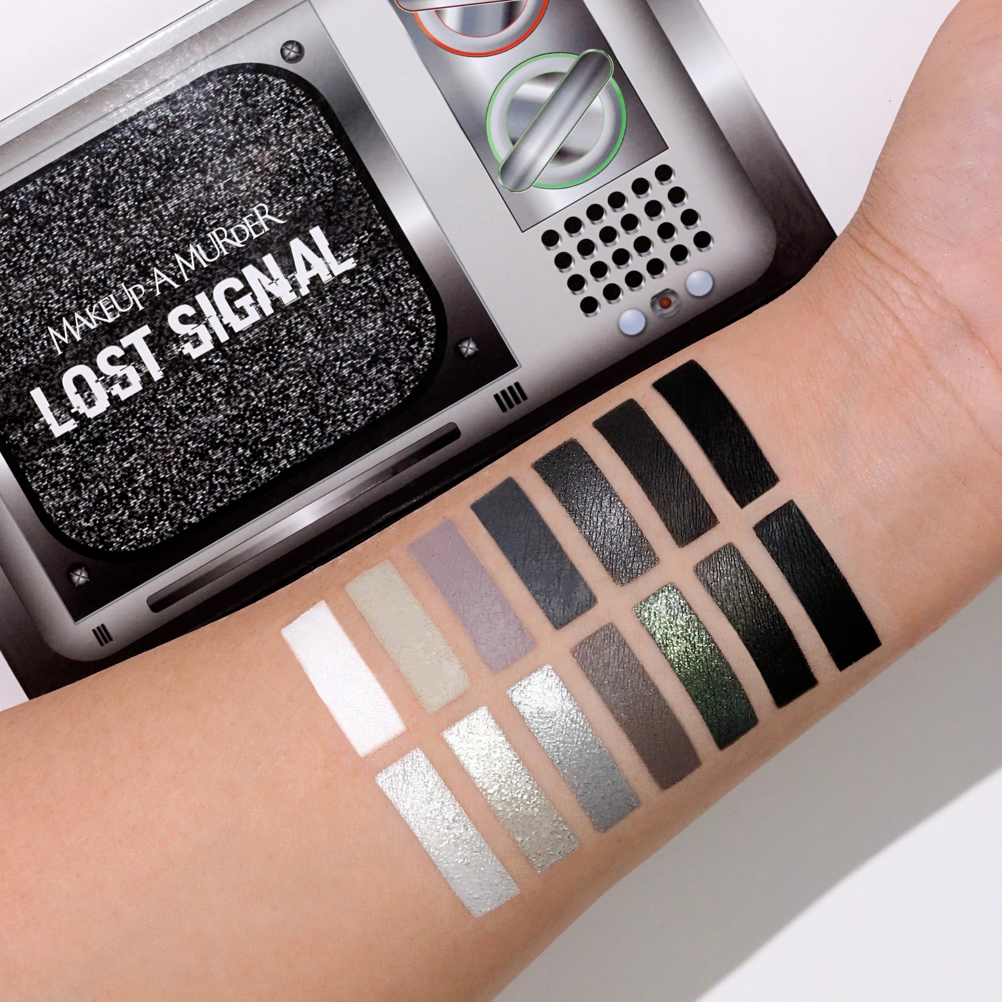 Makeup A Murder Lost Signal Palette - 14 Shade Grayscale Eye Shadow