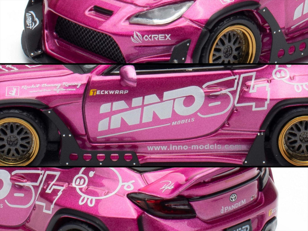 Toyota GR86 "Pandem Rocket Bunny" RHD (Right Hand Drive) Pink Metallic with Graphics "APA XPO 2025 Event Exclusive" 1/64 Diecast Model Car by Inno Models