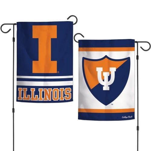 Illinois Garden Flag 2 Sided Fighting Illini Vintage Logo
