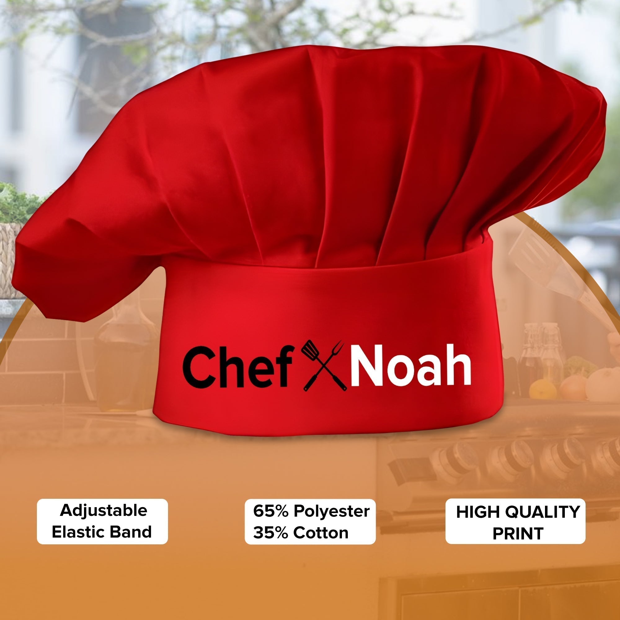 Personalized Black Grill Chef Hat with Custom Name