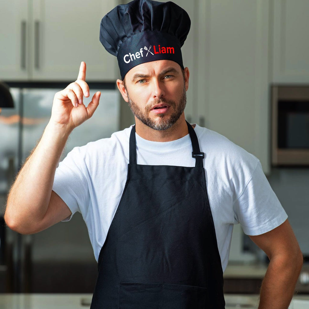 Personalized Black Grill Chef Hat with Custom Name