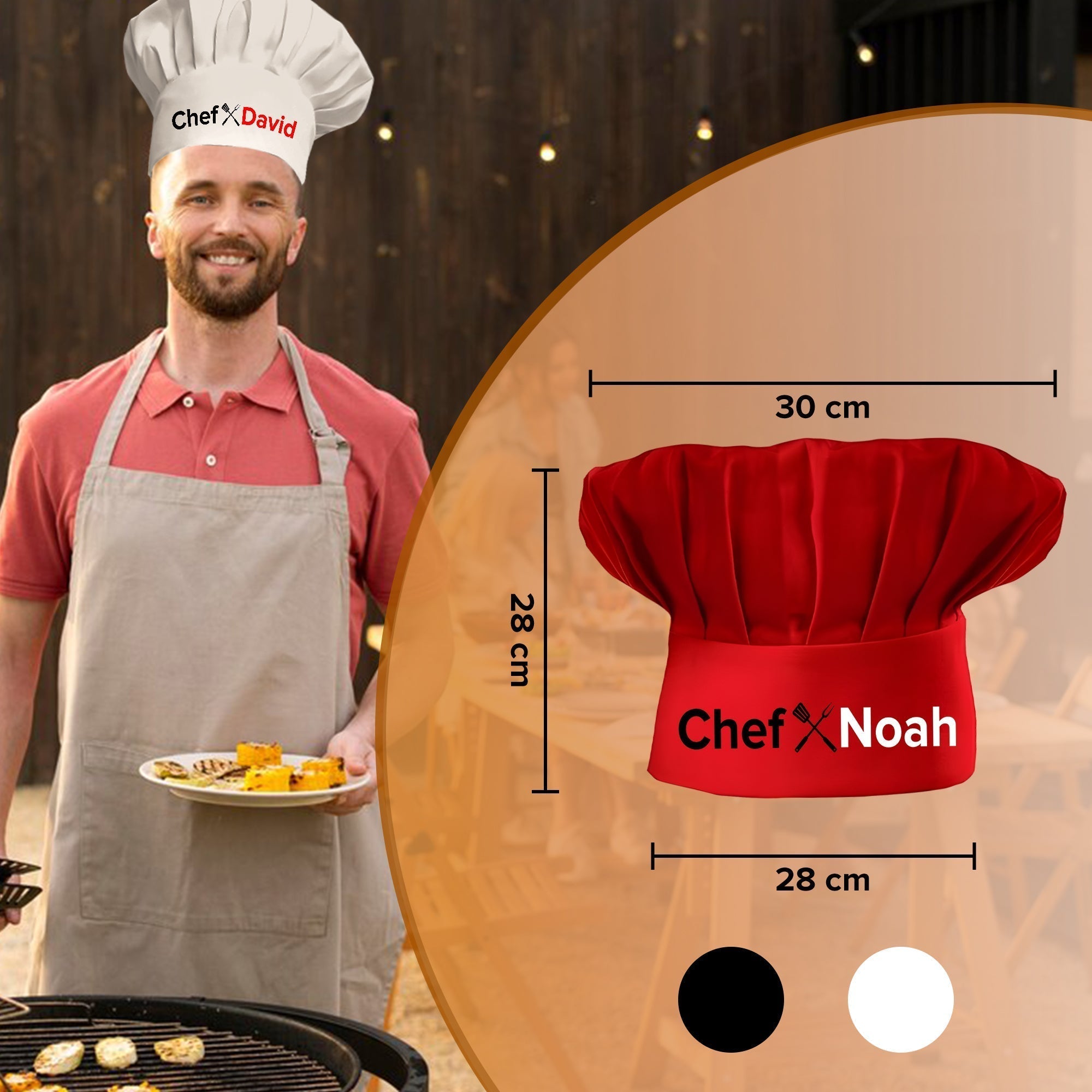 Personalized Black Grill Chef Hat with Custom Name