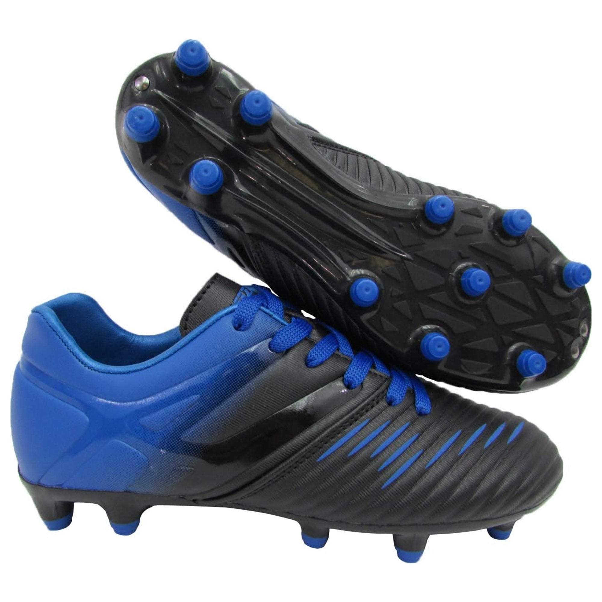 Vizari Liga Kids Firm Ground (FG) Soccer Cleats – Black/Blue, Youth Sizes 8C–6Y Under $30