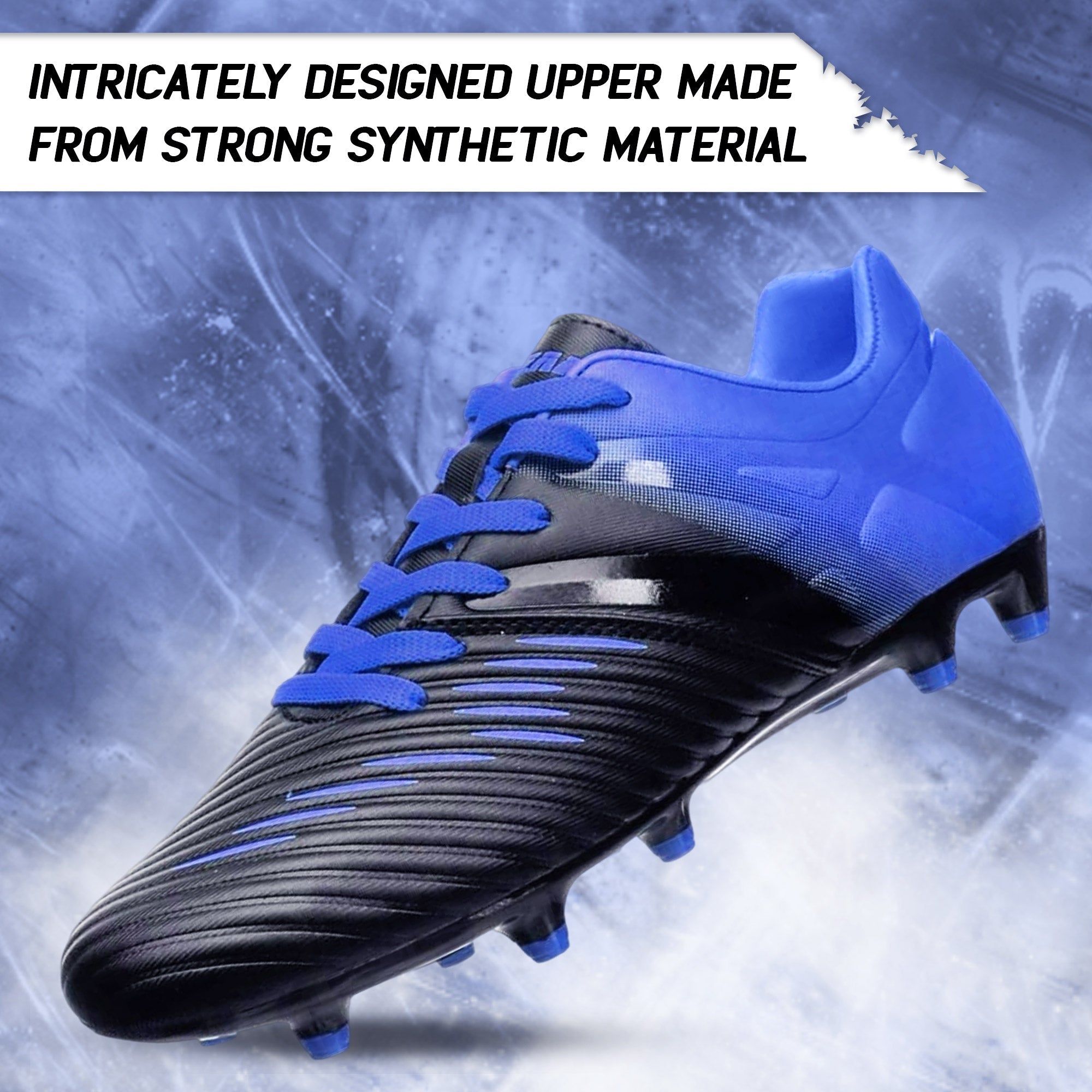 Vizari Liga Kids Firm Ground (FG) Soccer Cleats – Black/Blue, Youth Sizes 8C–6Y Under $30