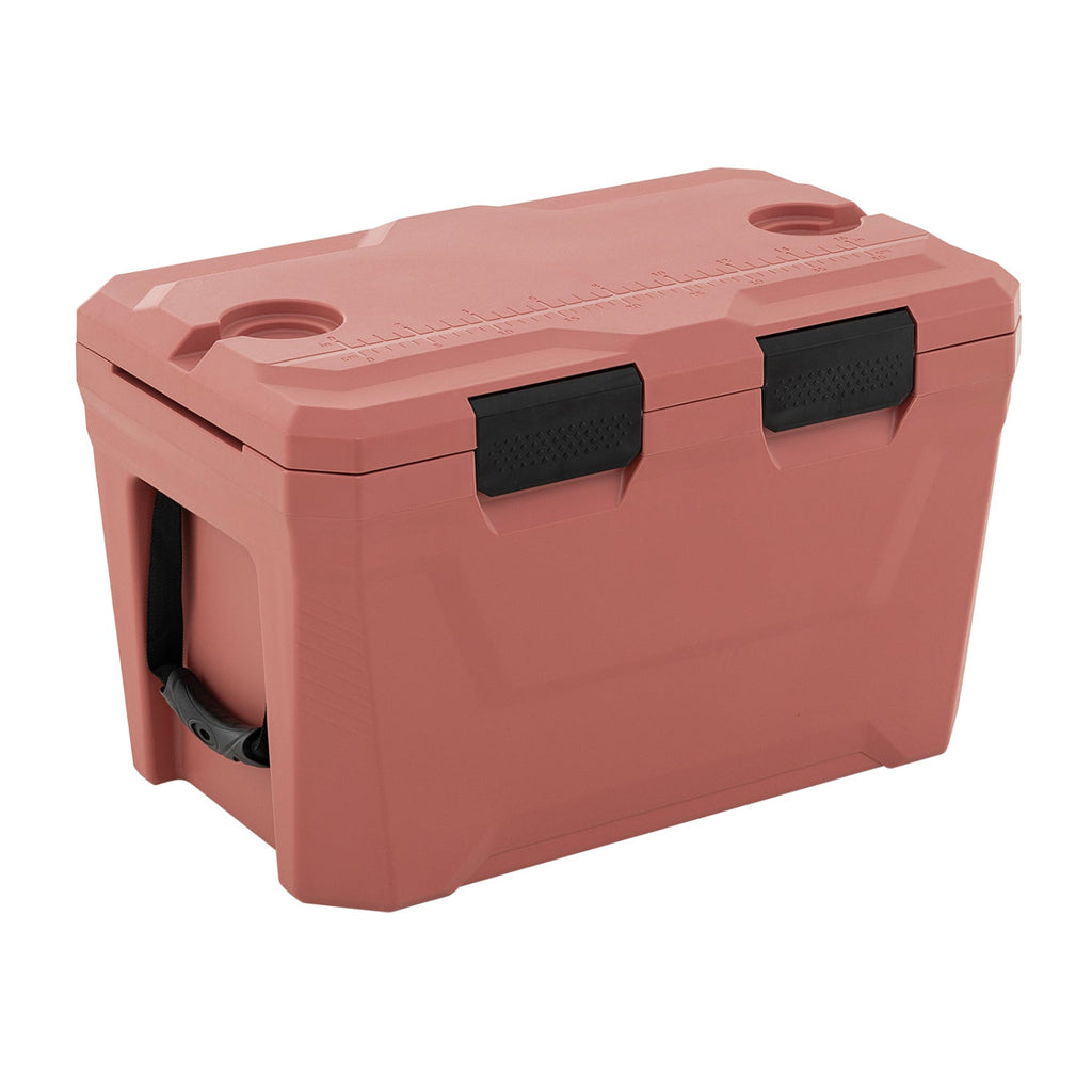 Insulated Portable Cooler Hard Shell Ice Chest with 2 Cup Holders Bottle Opener and Drain Plug