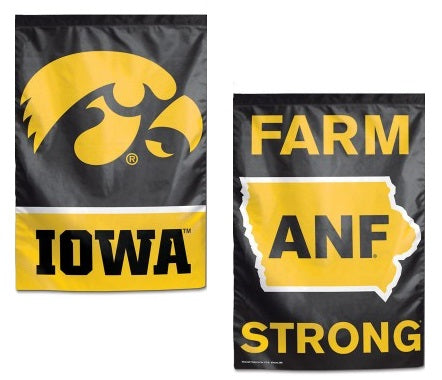 Iowa Hawkeyes ANF 2 Sided Garden Flag Farm Strong