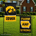 Iowa Hawkeyes ANF 2 Sided Garden Flag Farm Strong