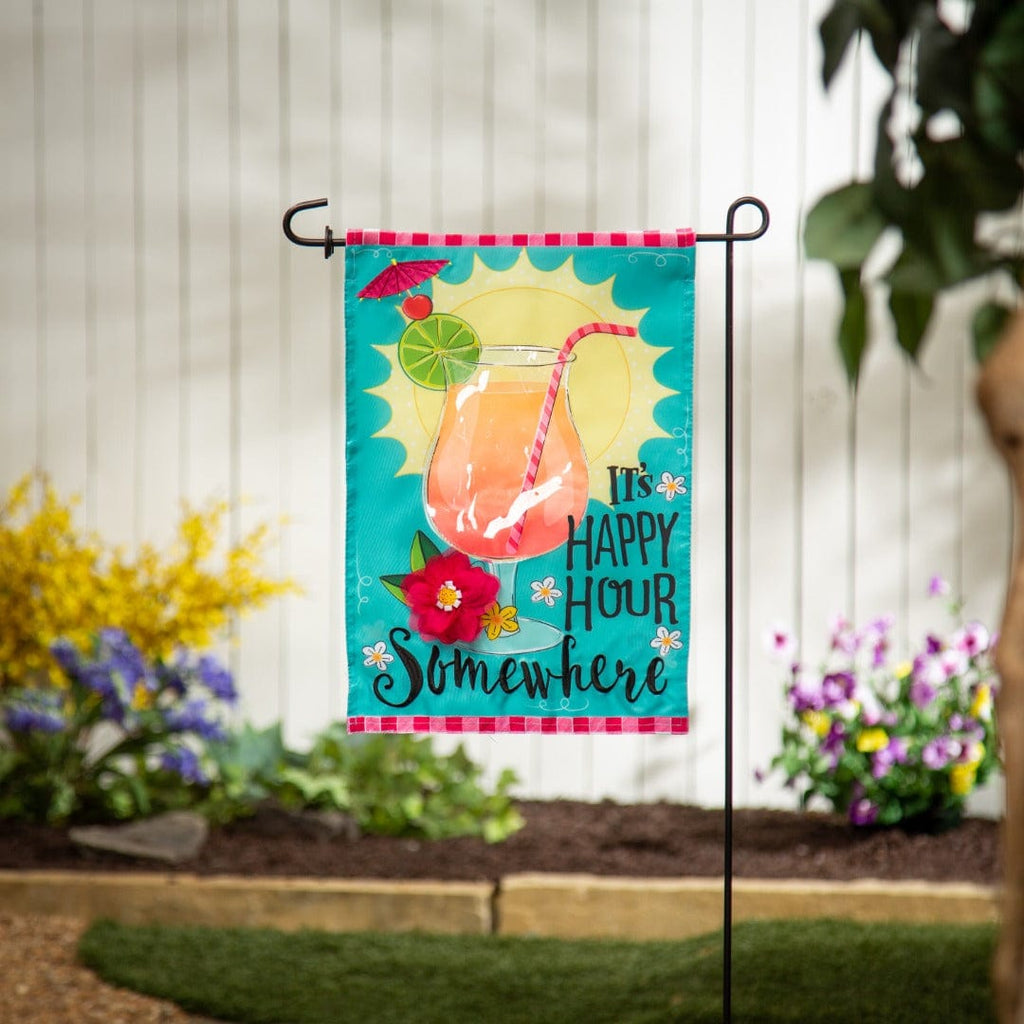 It's Happy Hour Somewhere Garden Flag 2 Sided