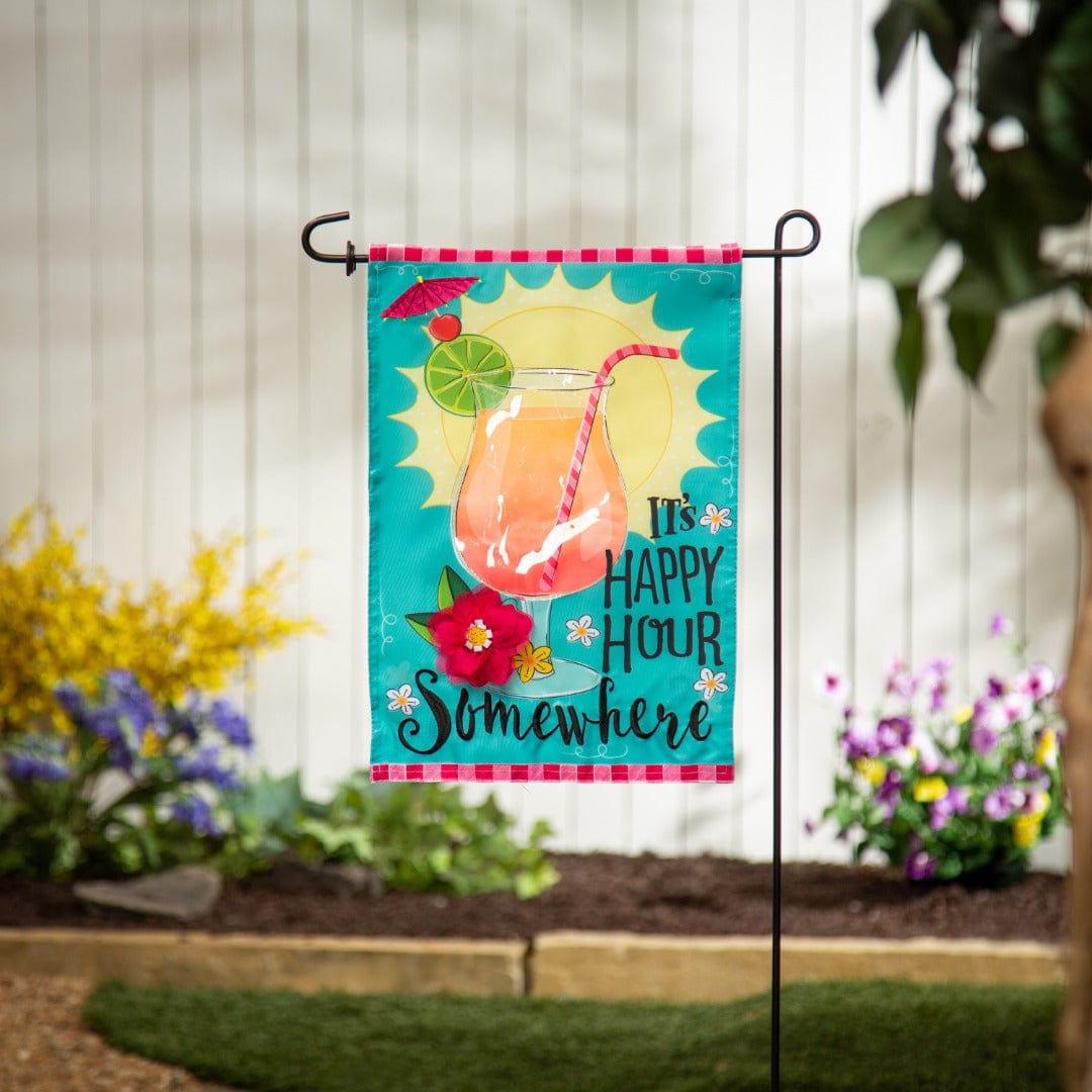 It's Happy Hour Somewhere Garden Flag 2 Sided