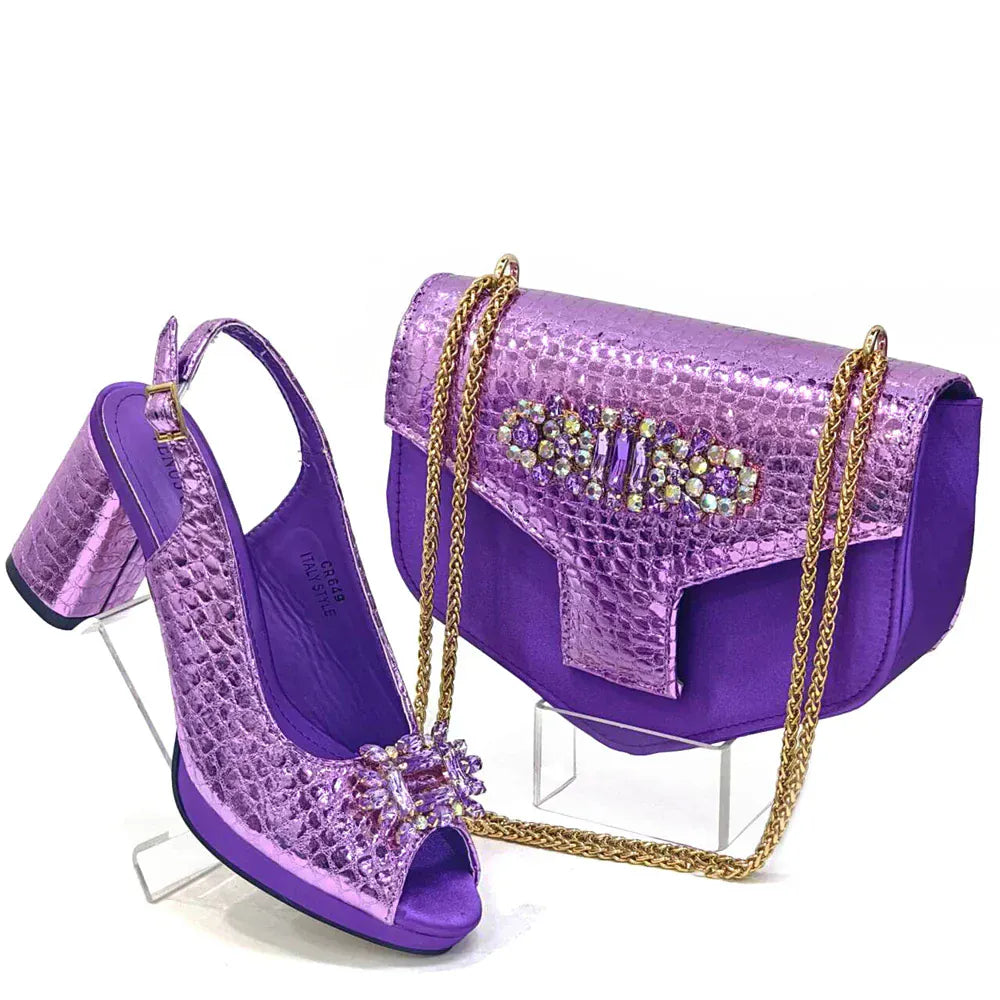 Italian Open Toe Heels Shoes And Bag