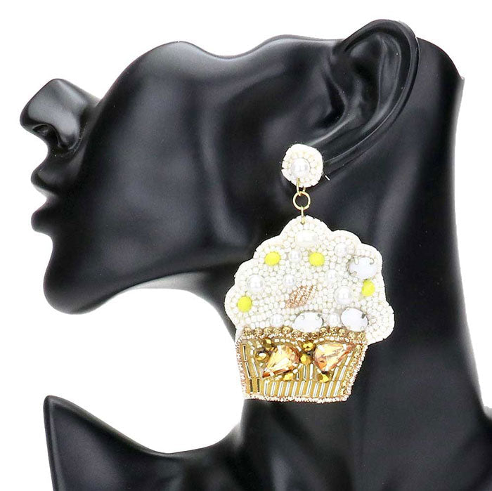 Felt Back Multi Bead Cupcake Earrings