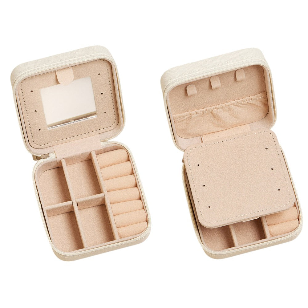 Pink Bow Pattern Portable Square Jewelry Box