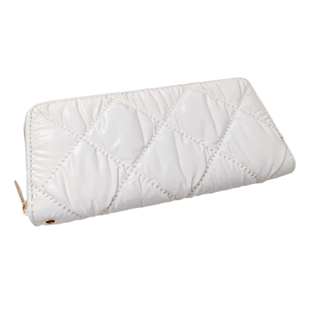 Shiny Faux Leather Padded Wallet with Wristlet