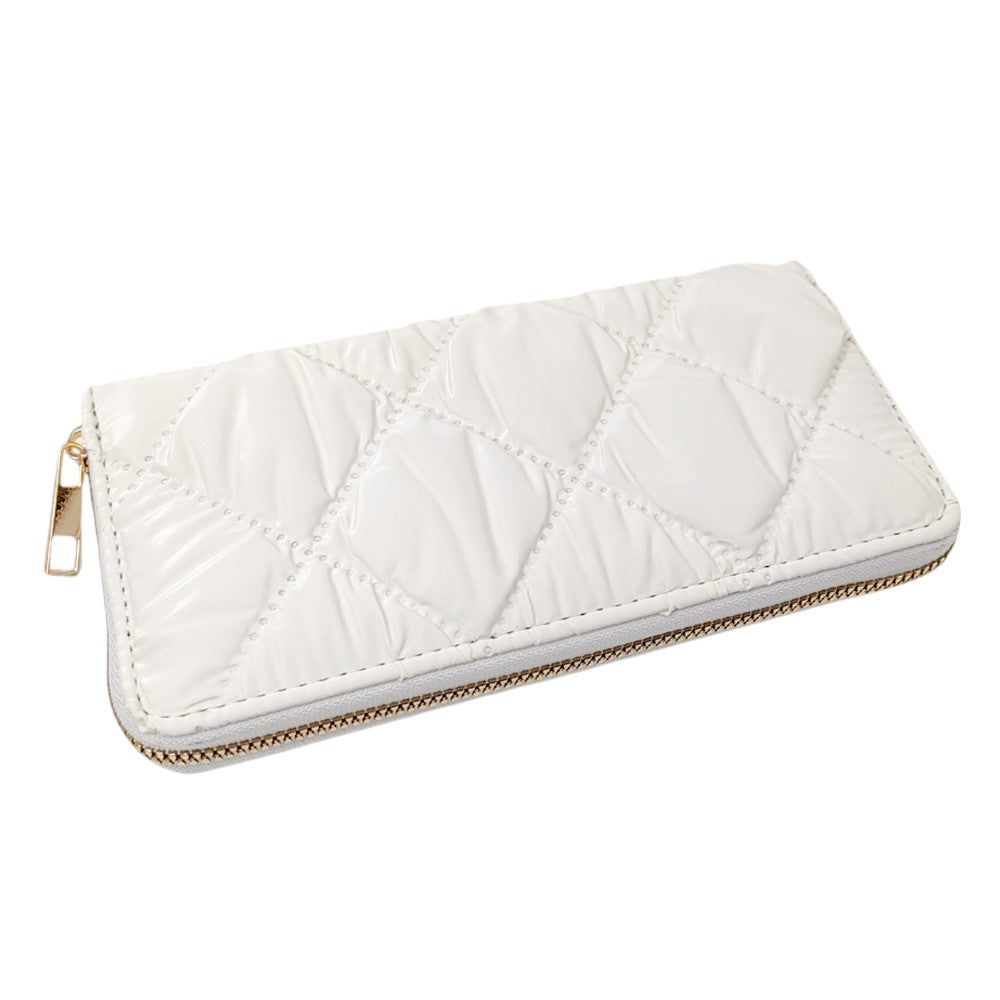 Shiny Faux Leather Padded Wallet with Wristlet
