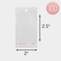 100PCS - 2" X 2.5" Clear plastic jewelry bags