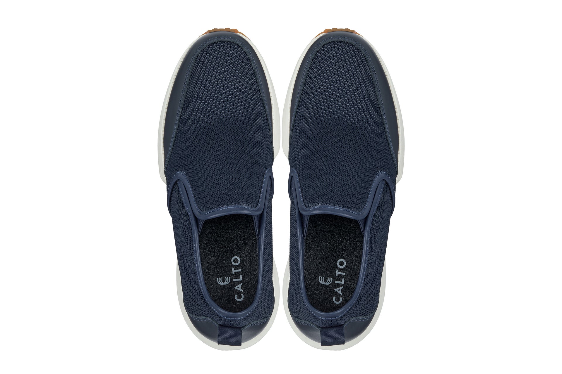 CALTO - J1435 - 3.3 Inches Taller (Dark Blue) - Casual Chunky Sole Sneaker Loafers