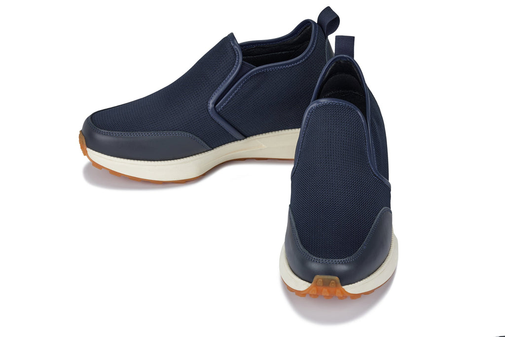 CALTO - J1435 - 3.3 Inches Taller (Dark Blue) - Casual Chunky Sole Sneaker Loafers