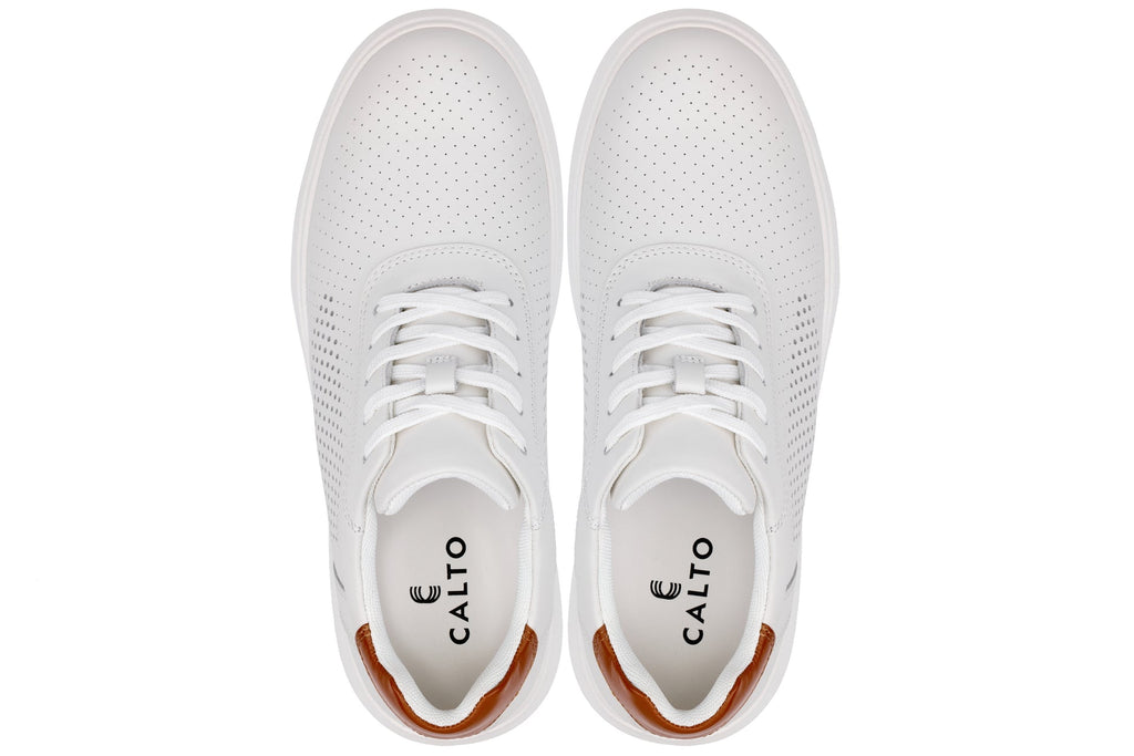 CALTO - J1581 - 2.6 Inches Taller (White) - Lightweight Casual Walkers