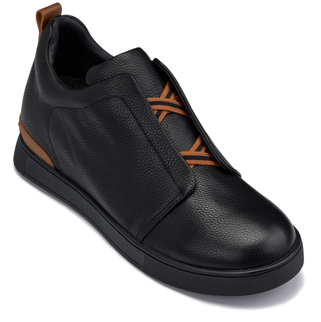 CALTO - J1931 - 2.6 Inches Taller (Black/Black Sole) - Slip-On Snoafers