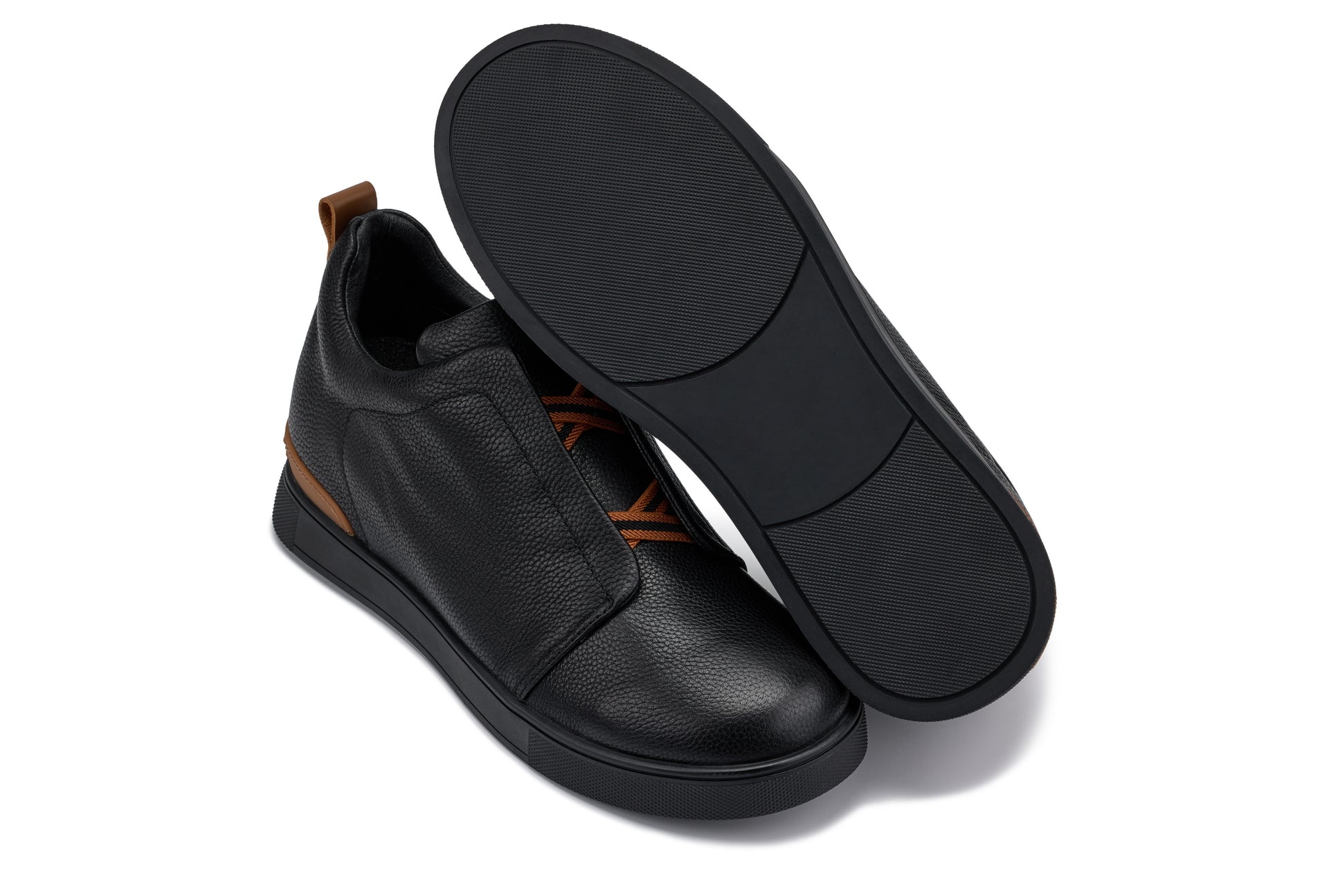 CALTO - J1931 - 2.6 Inches Taller (Black/Black Sole) - Slip-On Snoafers